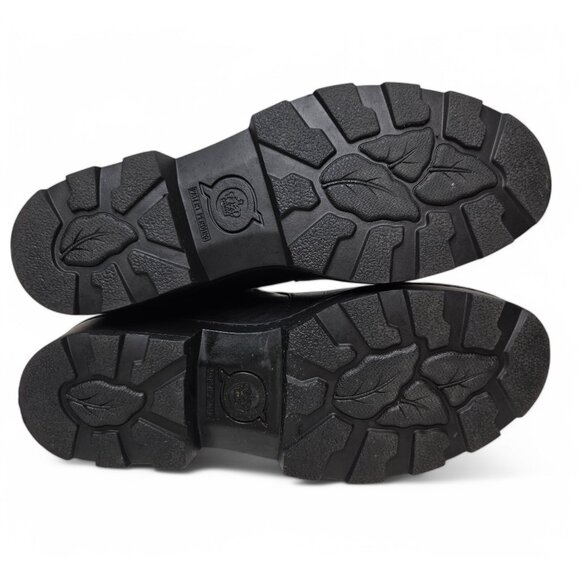 Born Chunky Black Leather Zip Side Booties Women's Goth Minimalist Grunge Punk 7 - Picture 8 of 9